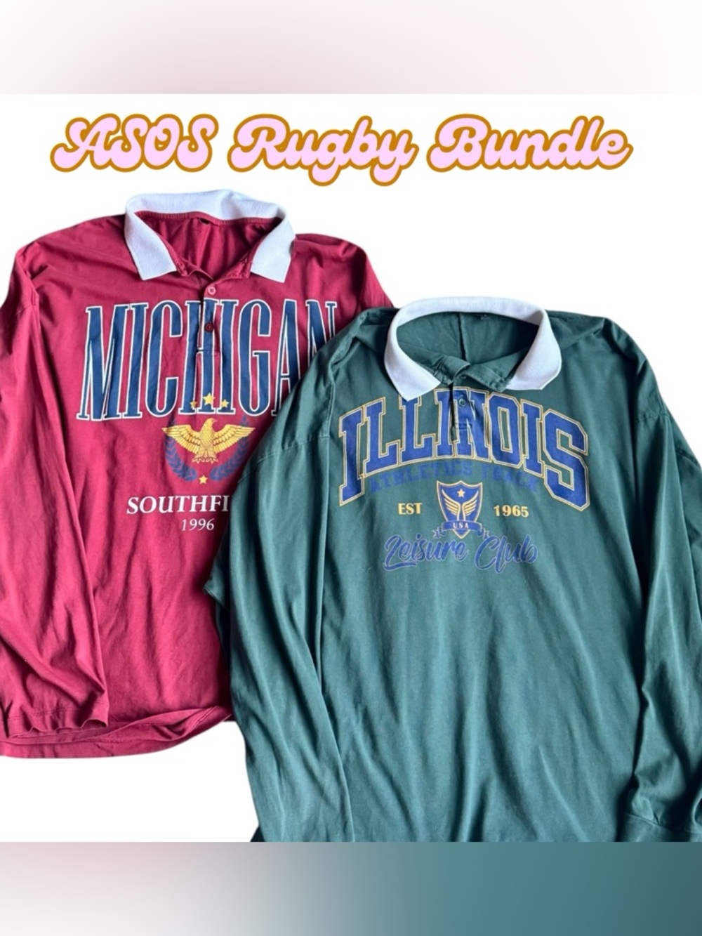 STYLE BUNDLE: ASOS Man Collegiate Michigan + Illinois Rugby Shirt 90s Revival
